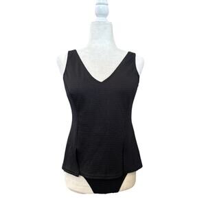 It Figures! Womens Black Textured 2-piece Tankini Swim Set Size 12